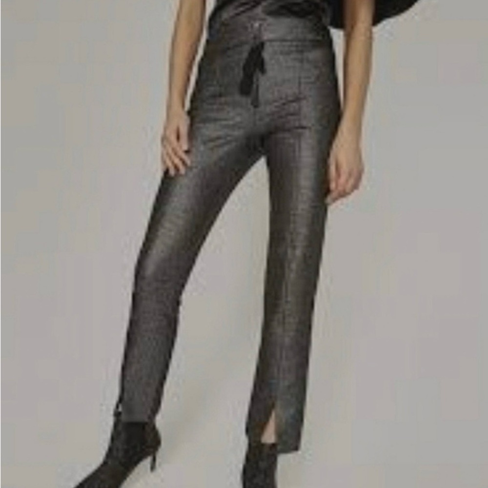 Zara Metallic One-Shoulder Puff-Sleeve Top and Pants (Set) - Black - Picture 2 of 5
